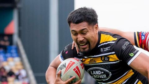 Toa Mata'afa in action for York Knights against Bradford Bulls in 2025