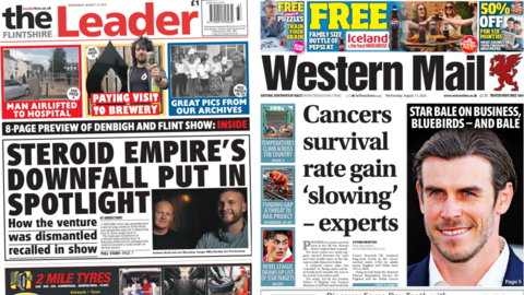 Front pages of the Flintshire Leader and Western Mail