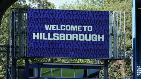 One of the big screens at Sheffield Wednesday's Hillsborough Stadium home
