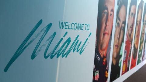 A general view of Miami branding in the Paddock during the 2024 Miami Grand Prix
