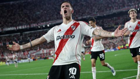Franco Mastantuono celebrates