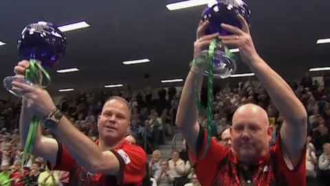Paul Foster and Alex Marshall with their trophies