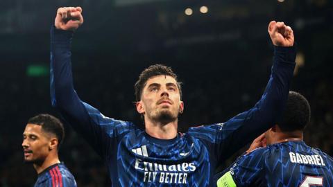 Kai Havertz celebrates scoring for Arsenal at Sporting