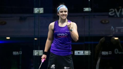 Georgia Adderley celebrates winning a point