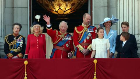 The Royal Family on a balcony at Buckingham Palace