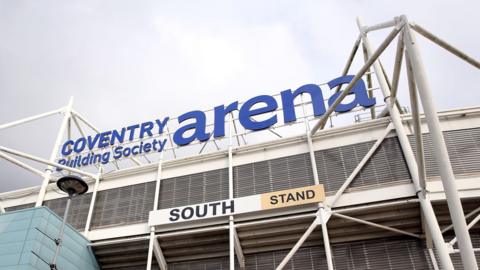 The exterior of the south stand at the Coventry Building Society Arena.