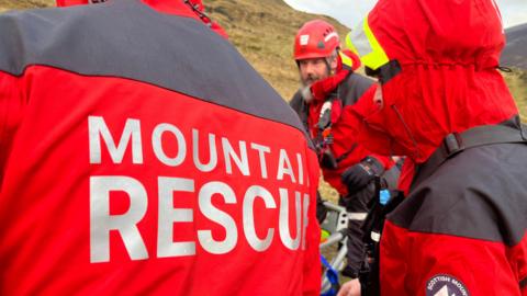 Mock exercise by Assynt Mountain Rescue Team at Inchnadamph