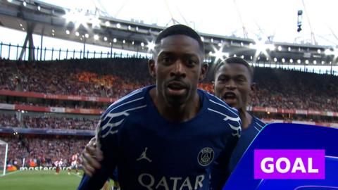 Ousmane Dembele celebrates for PSG