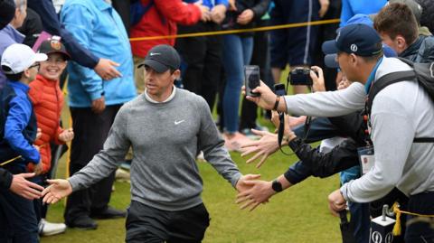 Rory McIlroy with his home fans at the 2019 Open Championship at Royal Portrush