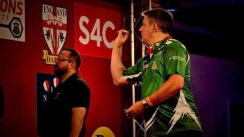 David Davies on the oche