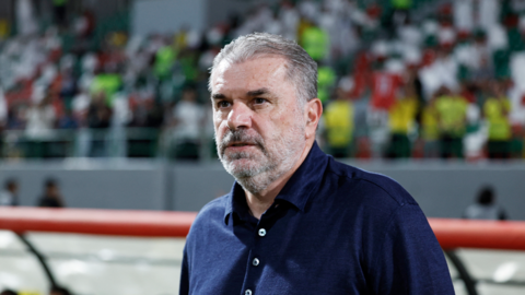 Ange Postecoglou on the sidelines during Al-Nassr's 3-2 win at Al Ettifaq
