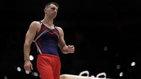 Max Whitlock competing at the British Championships in March 