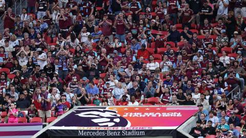 West Ham fans pictures at the Mercedes-Benz Stadium in Atlanta