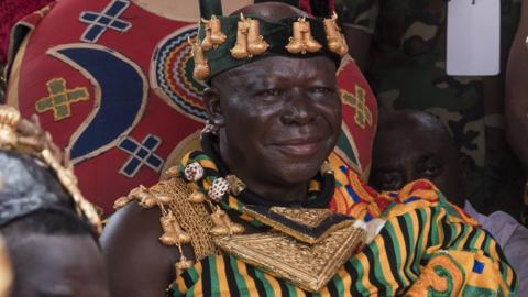 Asantehene, Otumfuo Osei Tutu II, at the Akwasidae celebration and the returned looted artefacts of the Asante Kingdom on May 12,2024, in Kumasi, Ghana.