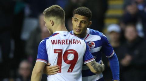 Chem Campbell celebrates scoring for Reading against Harborough in the FA Cup