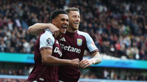 Ollie Watkins and Ross Barkley celebrate an Aston Villa goal