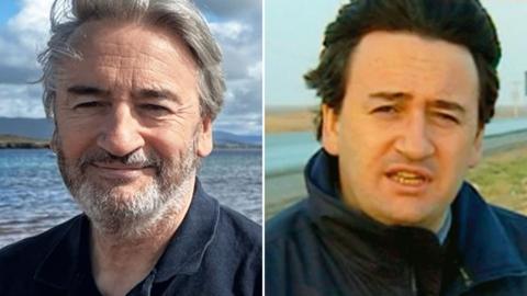 A split image of the same man older and younger.