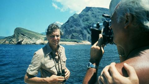 David Attenborough filming for Life on Earth