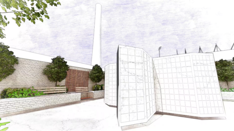 A concept image shows how the memorial garden at Franklin's Gardens might look.