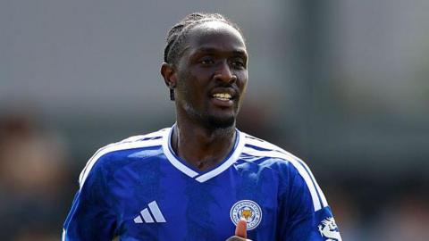 Nathan Opoku in a blue Leicester City jersey during a match