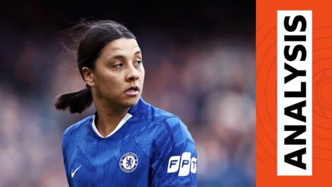 Close up of Chelsea's Sam Kerr in WSL match against Arsenal 