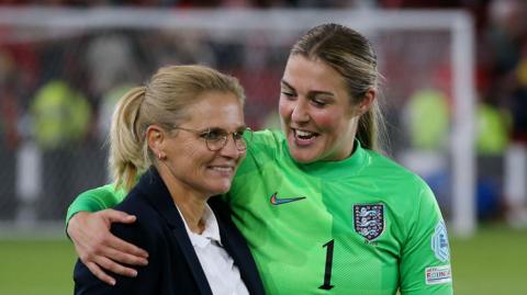 Wiegman and Earps laugh