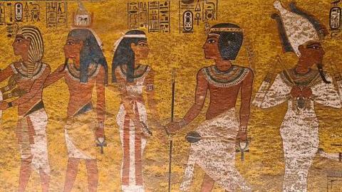 Picture in Interior of King Tutankhamun's Tomb and Wall Paintings in Tomb of Tutankhamun, Egypt Culture Heroglife.