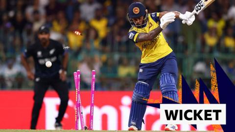 Sri Lanka's Pathum Nissanka is bowled out for a golden duck