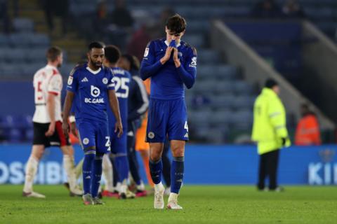 Dejected Leicester City players
