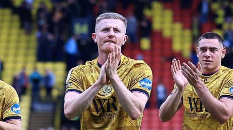 Scott Wharton applauds Blackburn fans after win at Watford