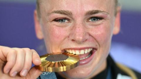 Jorja Miller with the Olympic gold medal