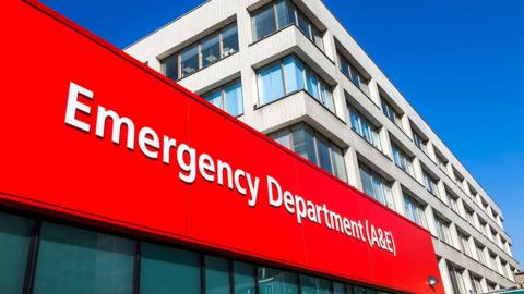 A&E sign outside St Thomas' Hospital in London