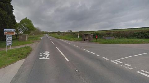 The A361 road in Dean Cross, at a junction