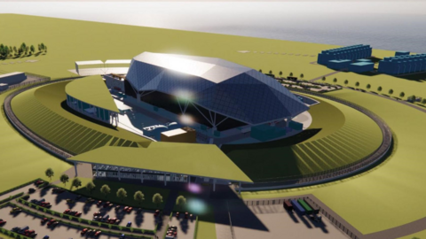 A 3D image of the plans showing the first-of-its-kind nuclear power station set to be created at Wylfa, Anglesey.