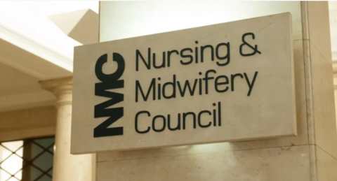 A sign that says "NMC: Nursing & Midwifery Council".
