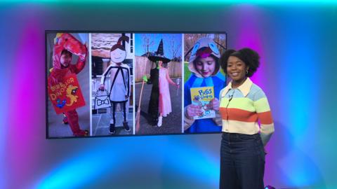 Emma-Louise on the Newsround set