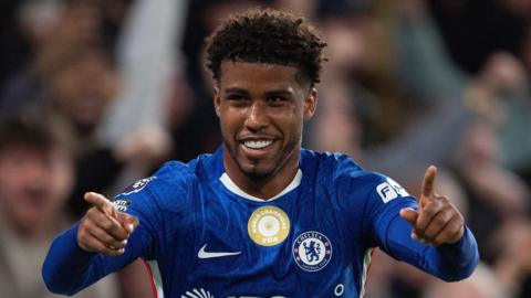 Chelsea midfielder Andrey Santos celebrates scoring a goal