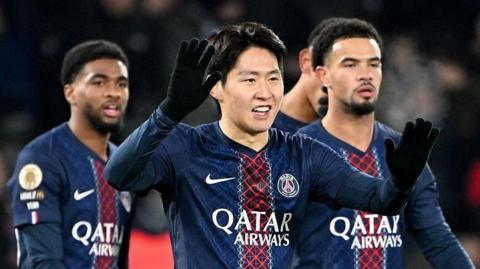 PSG's Lee Kang-in celebrates his goal