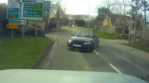 Dashcam footage showing the moments before the head on collision