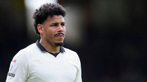Port Vale winger Onel Hernandez in action in his white home shirt