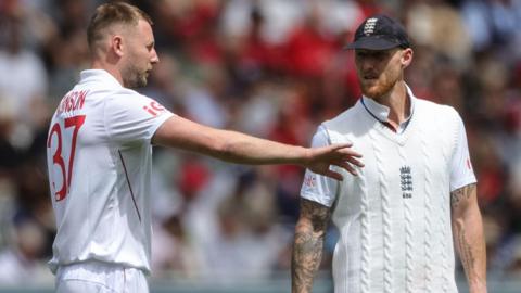 England fast bowler Gus Atkinson and captain Ben Stokes