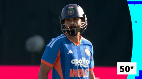 Shreyas Iyer looks on as India play England in the men's international T20