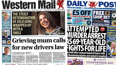 Front pages of the Daily Post and Western Mail