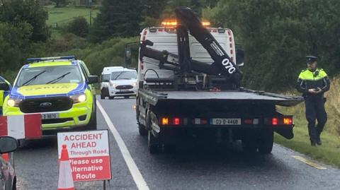 The scene where the crash happened in Quigley's point, where the road is still closed off 