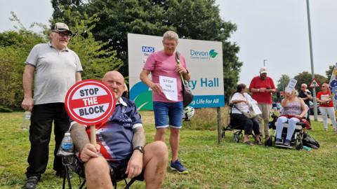 Protesters at Devon County Hall