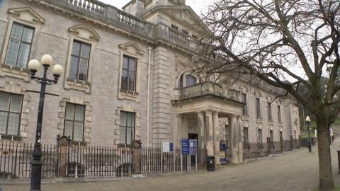 The front of Torquay Town Hall on a winter's day