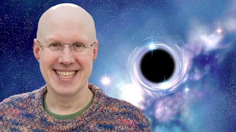 A headshot of Matt Lucas superimposed onto an image