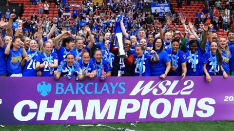 Birmingham celebrate with the WSL 2 trophy