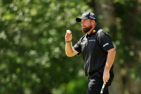 Shane Lowry acknowledges crowd after holing birdie at Valhalla