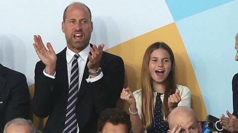 Prince William and Princess Charlotte celebrated in the stands as England beat Spain